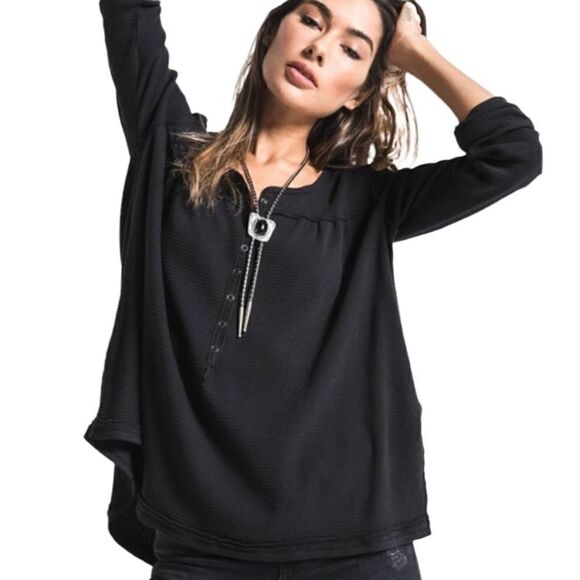 White Crow Oversized Snap Button Waffle Thermal Top S - Picture 9 of 9